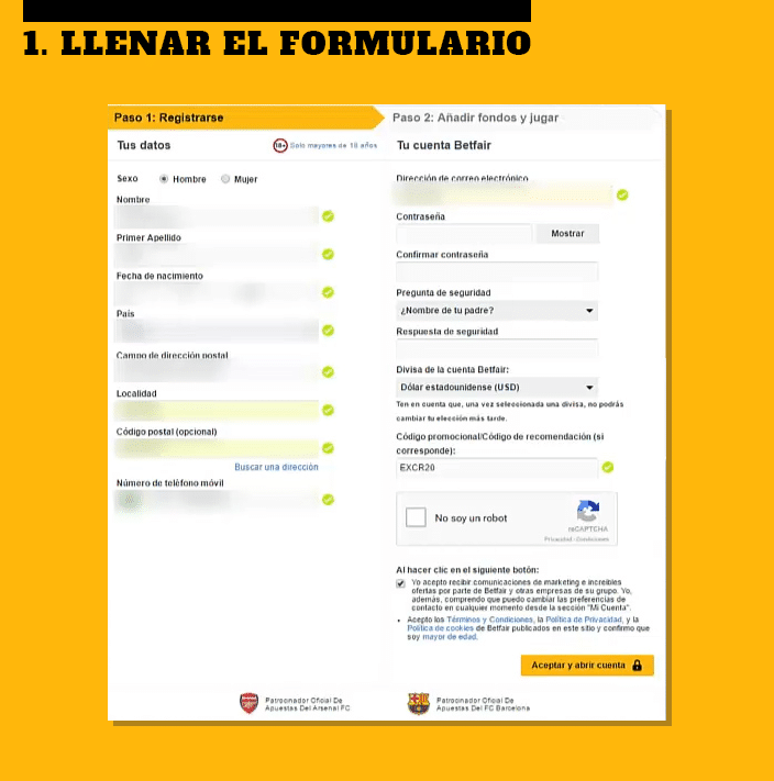 Rellene El Formulario De Betfair