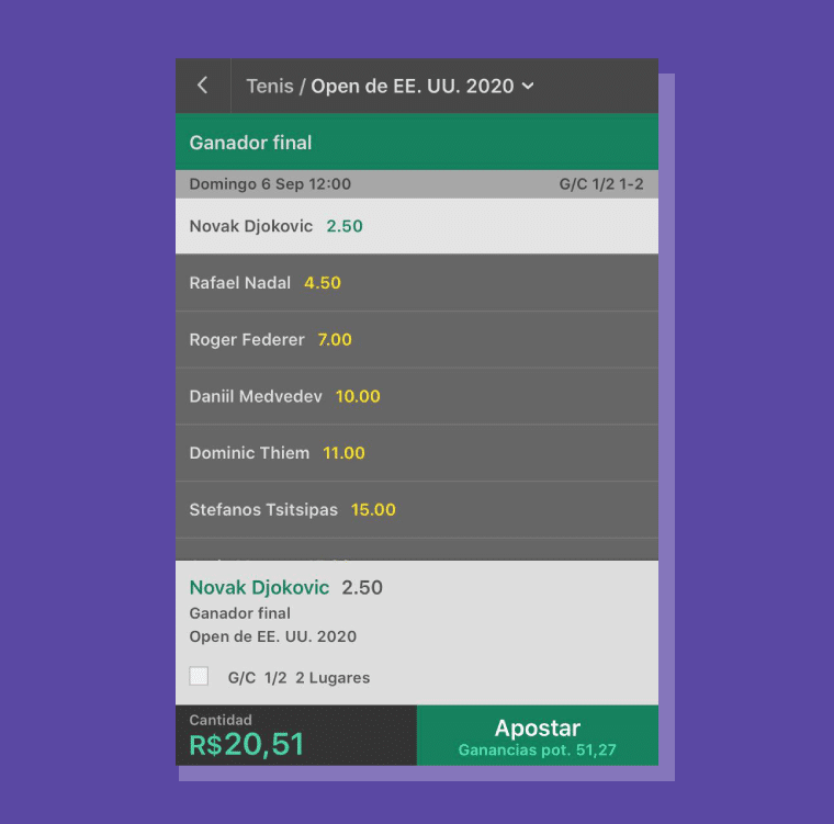 Cuotas Ganador Torneo Americano