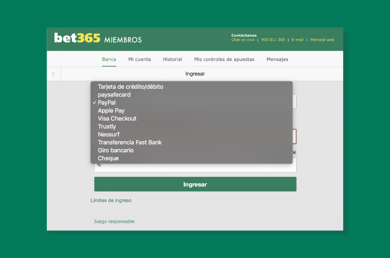 Seleccionar el método de pago