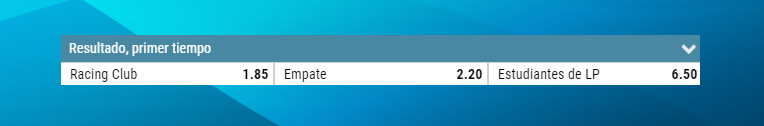 Resultado Primer Tiempo Racing