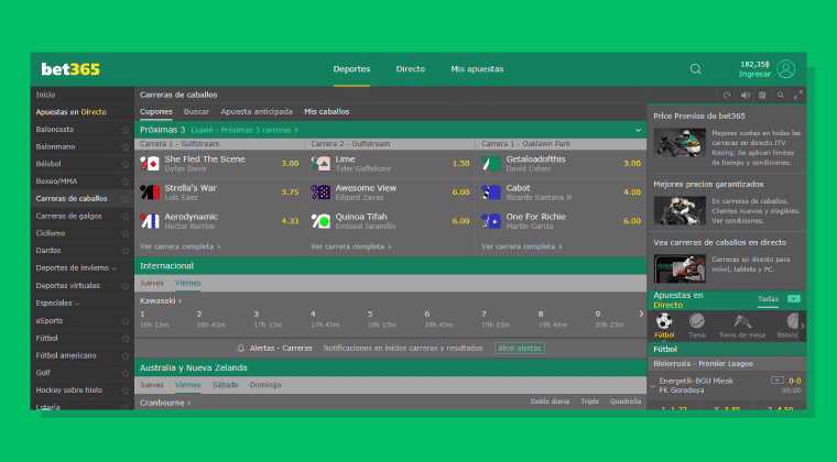 seleccionamos la opción carreras de caballos