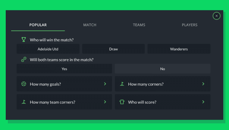 Inventar apuesta en Sportsbet.io
