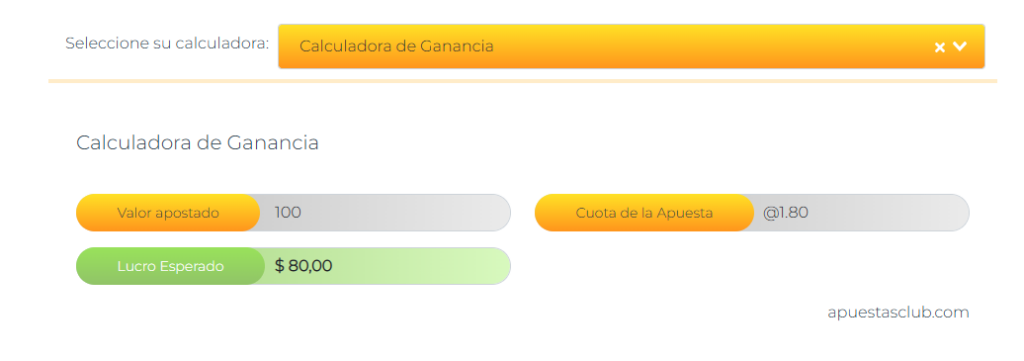 Imagen de la calculadora de apuestas de apuestas club