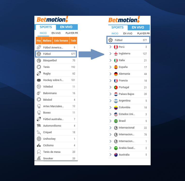 Como Seleccionar Partidos En Betmotion