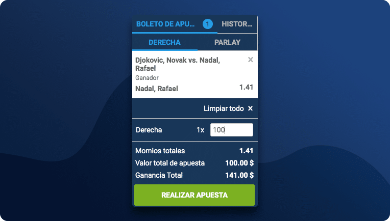 Boleto De Apuesta Tenis Betmotion