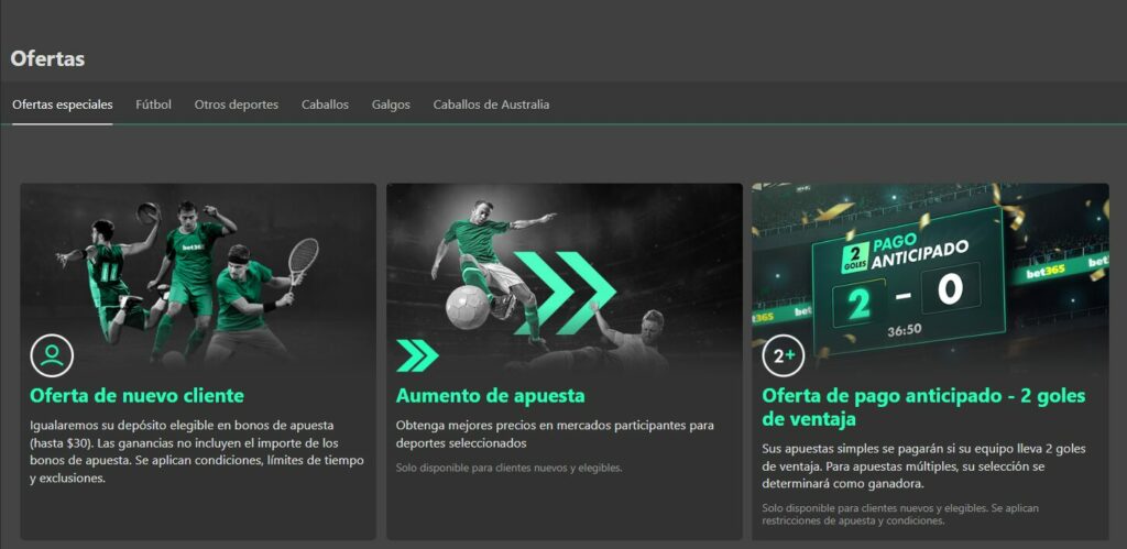 Ofertas que realiza Bet365