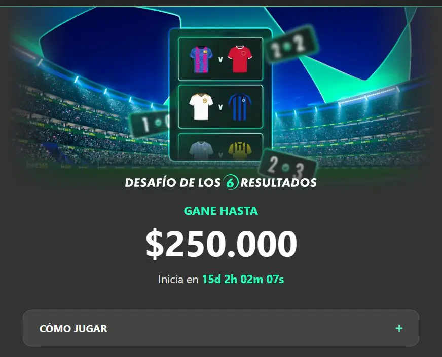 Promoción 6 resultados Bet365 donde puedes ganar giros gratis